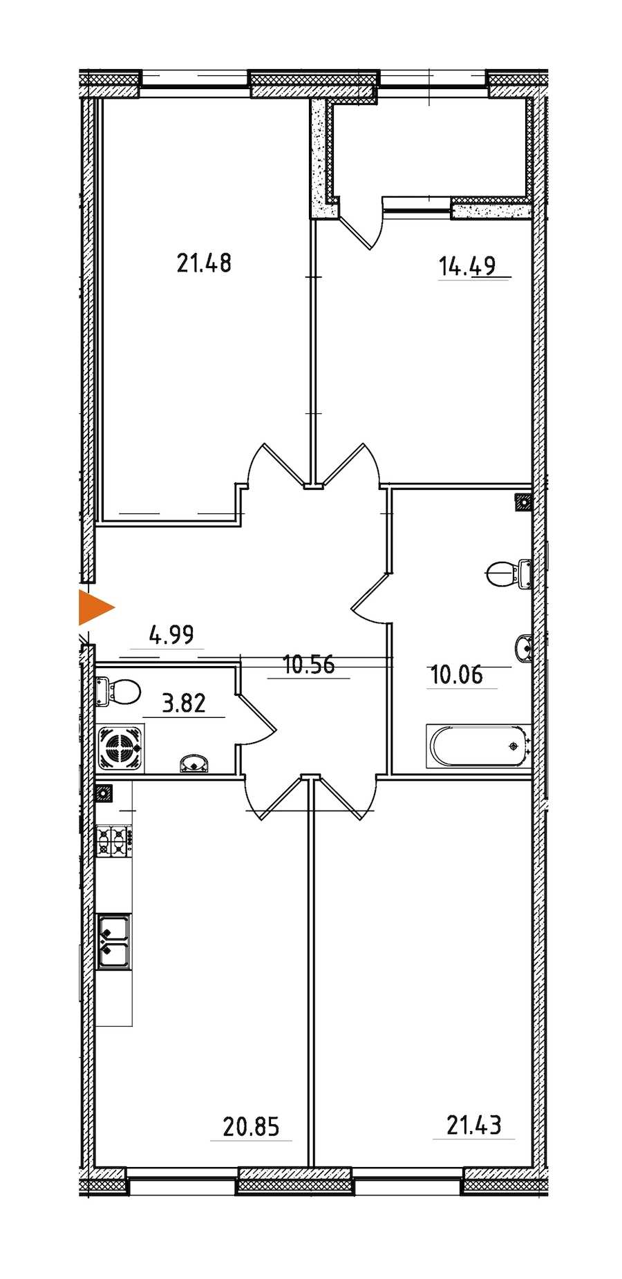 Трехкомнатная квартира в : площадь 110.09 м2 , этаж: 2 – купить в Санкт-Петербурге